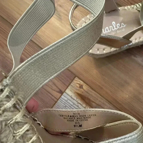 Charles David Gold and Cream Wedge Sandals - Picture 9 of 10